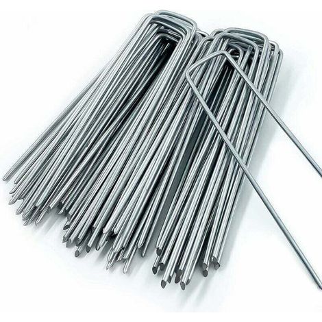 Picchetti di fissaggio per tessuto anti-erbacce, 50 picchetti da giardino a forma di U, per tessuto anti-erbacce, picchetti da campeggio, recinzione da giardino, 150 mm di lunghezza, 25 mm di larghezz