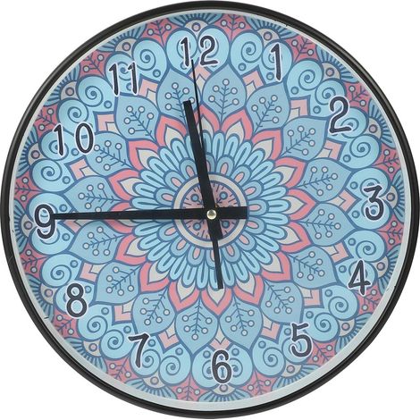Horloge Murale Silencieuse Motif Mandala 30 Cm Plastique Noir Décoration Salon Chambre Bureau sans Pile (1/5)