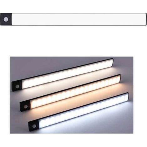 Bande lumineuse intelligente Ultra-mince avec capteur de corps humain 20 cm, bande lumineuse LED magnétique rechargeable, Noir