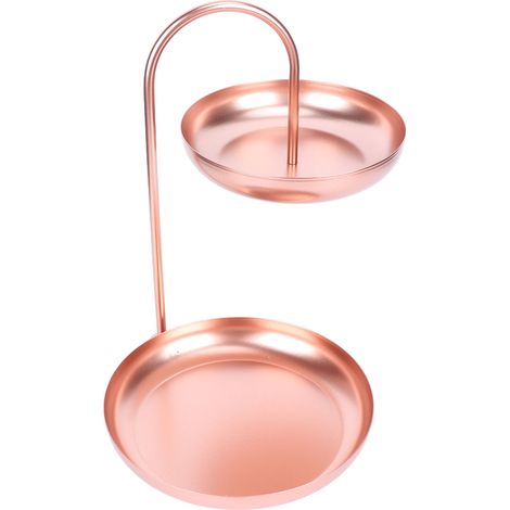 Plateau de Snacks Doré Rose à 2 Étages, Style Scandinave pour Salon, Bureau ou Fêtes - Grande Capacité (1/5)