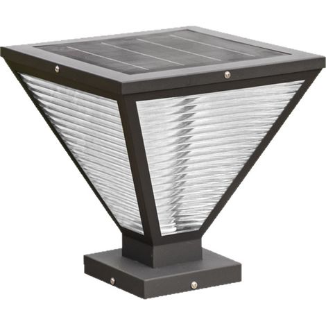 Lampe solaire pour pilier 25 cm avec télécommande, chapeau de poteau solaire LED 10 W à 4 couleurs, IP65 en acier inoxydable et verre trempé, éclairage extérieur pour portail, clôture, jardin et villa (1/5)