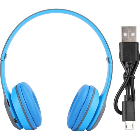 Faltbarer Bluetooth-Stereo-Kopfhörer mit Geräuschunterdrückung für Gaming, FM-Radio und Musik – Kabellos – Blau (1/5)
