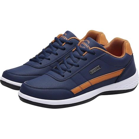 Zapatillas de running para hombre - Zapatos casuales de cuero - Transpirables y cómodos - Zapatos negros para caminar para hombre (1/5)