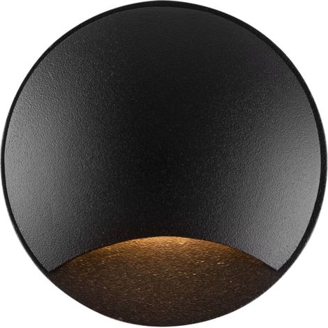 Applique murale encastrable aluminium LED IP65 D : 6,2 cm noir rond blanc chaud 3000 K 30 lm moderne