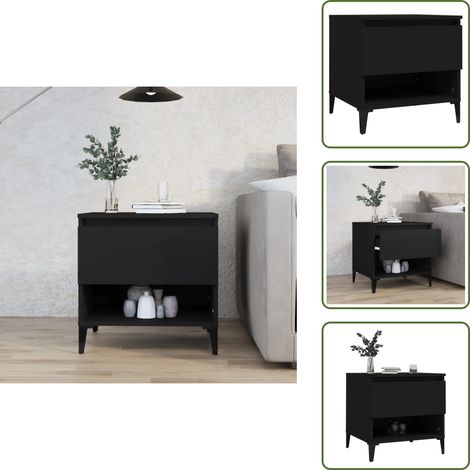 Table basse - vidaXL Table d'appoint Noir 50x46x50 cm Bois d’ingénierie - Pieds en métal (1/5)