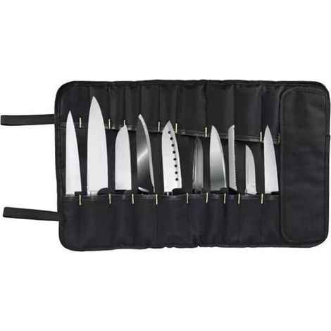 Dioche Aufbewahrungstasche für Kochmesser, tragbare schwarze Werkzeugtasche, robuster schwarzer Organizer für den privaten und professionellen Gebrauch (1/5)