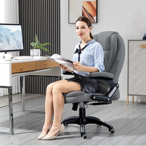 Massagesessel höhenverstellbar mit Heizfunktion Dunkelgrau OKMYHOME (1/4)