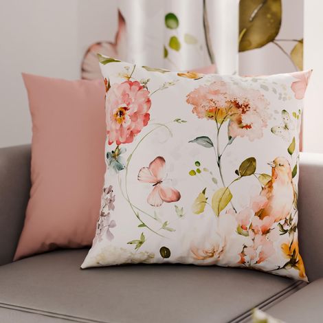 Lot de 2 Taies d'Oreillers 60x60 cm 100% Microfibre Hypoallergénique, Housse Oreiller Rectangulaire Floral Crème, Paquet de 2 (1/3)