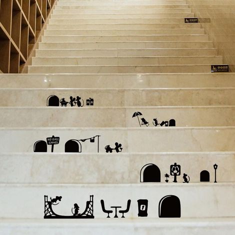 Autocollants muraux à motif de trou de souris, décalcomanies murales à faire soi-même pour la décoration de la maison et des escaliers (1/5)