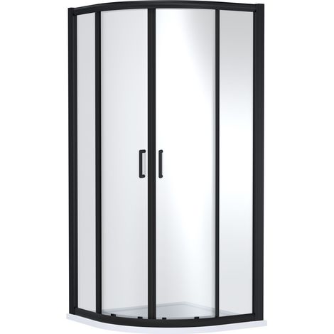 Ellenhall Contemporary 8mm Glass Quadrant Shower Enclosure, 900 x 900mm, Matt Black