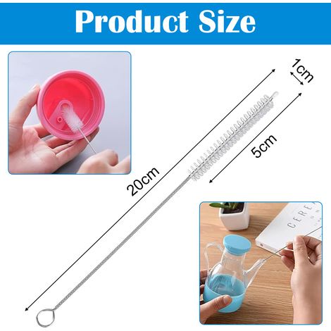 Goupillon Nettoyage Paille - 20 cm - Acier Inoxydable 304 - Nylon Doux Anti-rayures - Pour Bouteilles Tuyaux Claviers Radiateurs - Lot de 12 (1/5)