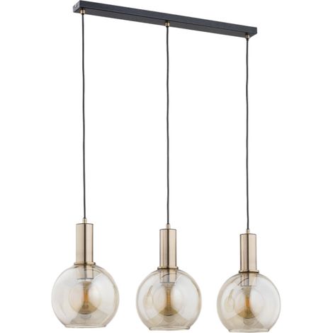 Lampada a sospensione nera 3 sfere ambra E27 Darin Alfa