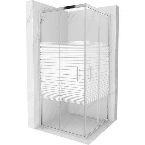 Mexen Rio cabine de douche carrée 90 x 90 cm, bandes, chrome - 860-090-090-01-20 (1/5)