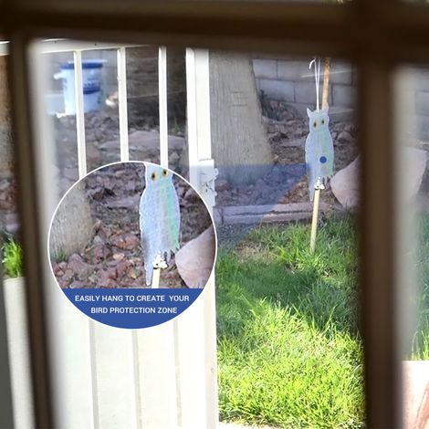 Reflektierende holografische Attrappe einer Eule zur Vogelabwehr, Vogelscheuchengerät für den Garten