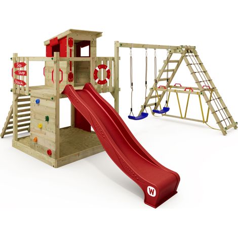 Wickey Smart Surf Climbing frame with slide and climbing wall - red