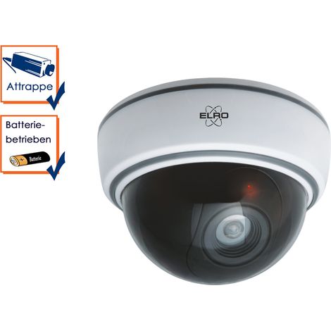 Dome-Kamera-Attrappe weiß mit Blink LED, Batteriebetrieb, inkl. Montagematerial (1/4)