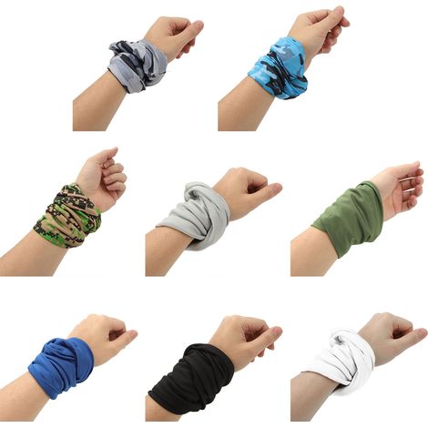 Lot de 8 écharpes de protection solaire d'extérieur, séchage rapide, multifonctions, respirantes, rafraîchissantes et coupe-vent, cache-cou et foulard (1/5)