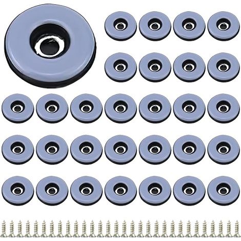 30 x Coulisses de meubles ronds, coussinets de chaise, 25 mm coussins de meubles avec vis pour chaise, bureau, carreaux, planchers en bois (Round) (1/5)