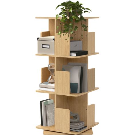 ML-Design Estantería Giratoria 360° con 3 Niveles y 12 Compartimentos, Aspecto Madera de Roble 40 x 94 x 40 cm Librería Independiente para Niños Organizador de Pie Mueble para Libros y Juguetes (1/5)