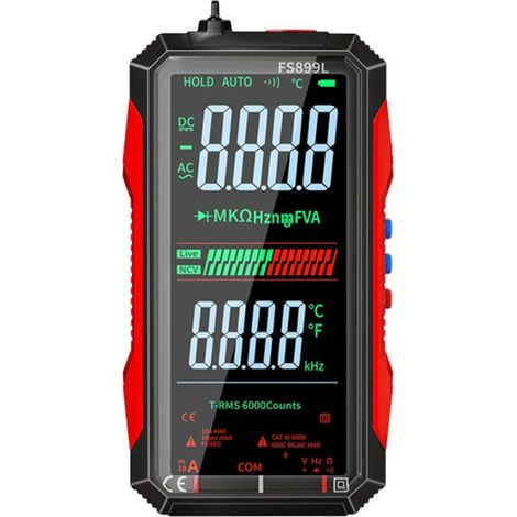 Multimètre Numérique - 6000 Chiffres - Tension CA CC Jusqu'à 600 V - Résistance Jusqu'à 60 MΩ - Prise USB Rechargeable - Écran Rétroéclairé 2,4 Pouces - Détection NCV - 1 Pièce (1/5)