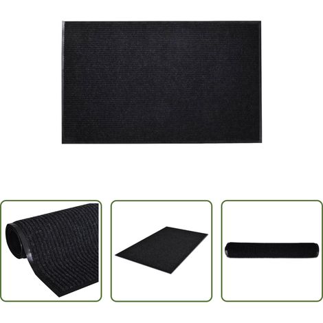 Paillasson anti-boue - Tapis d'entrée noir 90 x 120 cm PVC (1/5)