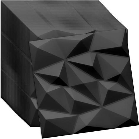 Verdico 3D Wandpaneele Schwarz – Deckenpaneele 50x50 cm – Set 32 Stück (8 m²) – Wandverkleidung innen zum Kleben – leichtes Styropor