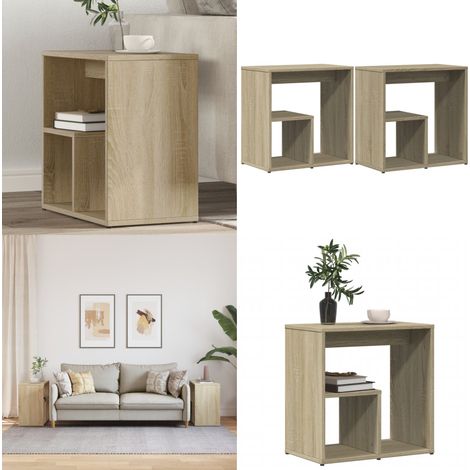Tables d'appoint 2 pcs chêne sonoma 50x30x50 cm bois ingénierie - Table Basse - Meuble D'appoint - Table D'extrémité - Décoration Intérieure - Salon - Home & Living (1/5)