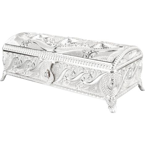 Cette élégante boîte à bijoux vintage, fabriquée dans un alliage durable et résistant à la rouille et doublée de velours doux, est idéale pour ranger de petits objets et décorer un bureau ou une maiso (1/5)