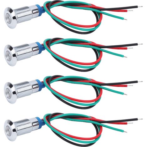 Four sets sold together, 12-24V, 8mm waterproof, metal dual-color LED indicator light (red/green). (1/5)