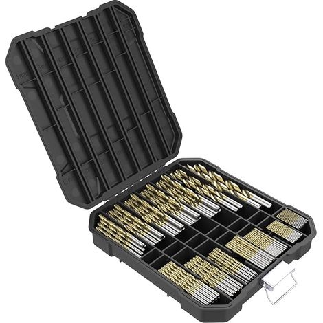 Forets hélicoïdaux revêtus de titane - Coffret de 99 pièces et boîte de rangement (pour bois, accessoires pour outils de perçage et de vissage) (1/5)