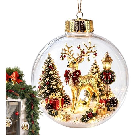 Boules de Noël lumineuses LED à piles, décorations de fête, ampoules de Noël, ornements pour la maison, salon. (1/5)