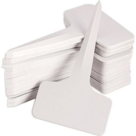 Packung mit 100 T-förmigen Pflanzenetiketten aus Kunststoff, 6 x 10 cm, für Gärtnereien und Gärten (1/5)