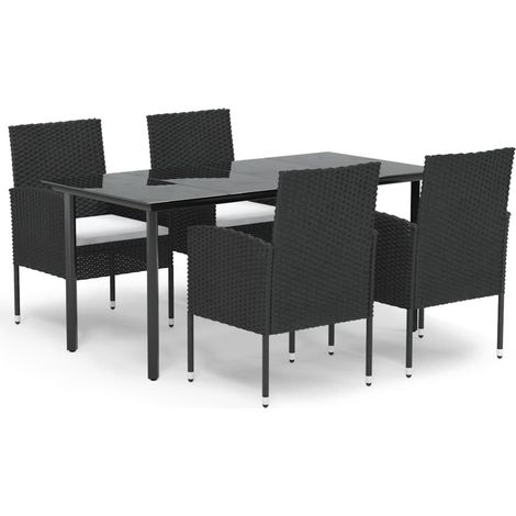 Maison Exclusive - 5-tlg. Garten-Essgruppe mit Kissen Schwarz Pol (1/5)
