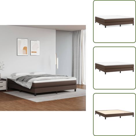 The Living Store Boxspringbettgestell Braun 180x200 cm Kunstleder - Kunstlederbett