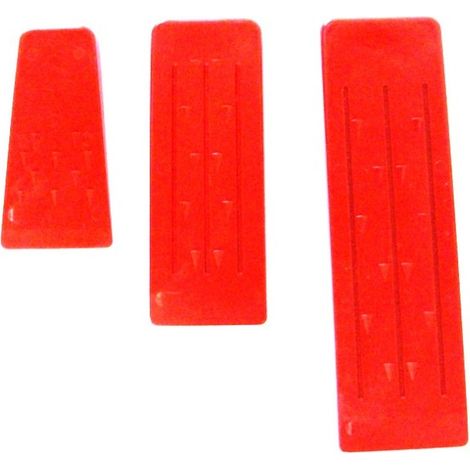 COINS – Lot de 3 coins d'abattage en plastique – Longueur 140/190/270mm – Pour bois dur et teck – Ergots pour maintien sécurisé – Tecomec