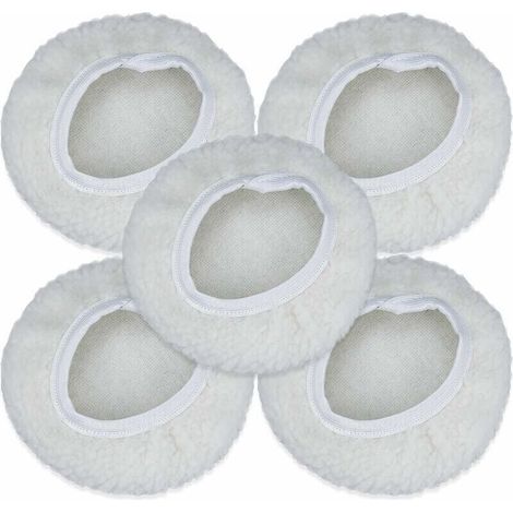 Set di 5 cuffie per lucidatura, kit di dischi per lucidatura auto da 125-150 mm, tamponi in lana per ceratura compatibili con la maggior parte delle lucidatrici per auto - Crezuo
