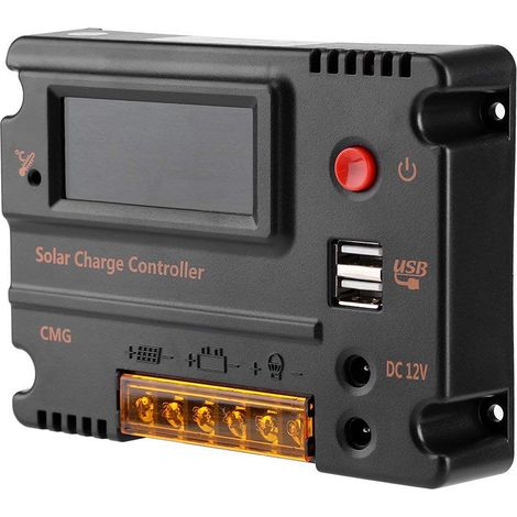 Regolatore LCD 12V/24V 10A per pannelli solari, controller di carica intelligente, timer per la carica della batteria, doppia porta USB, sistema solare domestico. (1/4)