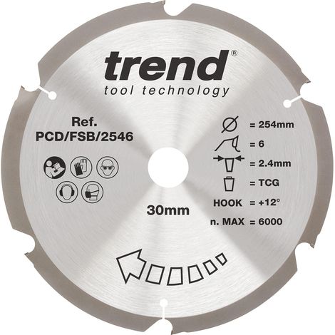 Trend lame de scie circulaire PCD fibre-ciment, 254 x 30 mm, 6 dents (1/5)