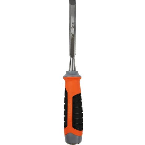 1 - Ciseau à bois - Acier CrV - Lame polie biseautée 12 mm - Pour travail du bois professionnel et bricolage - Manche ergonomique - Argent (1/5)