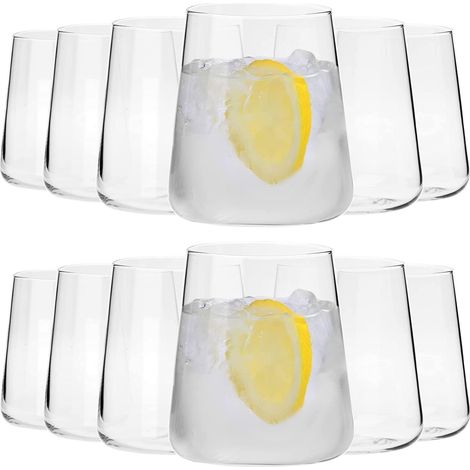 Lunettes Avant-Garde - Verres Basses en Cristal de 380 ML pour Eau et Boissons Froides - Design Moderne et Minimaliste - Passe au Lave-Vaisselle - Lot de 12 Pièces (1/5)