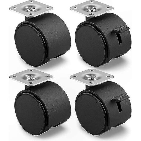 Satz mit 4 Lenkrollen 40 mm mit Bremse für Innenmöbel, maximale Traglast 100 kg, Rollen mit geringem Rollwiderstand für leichte Beweglichkeit. (1/5)