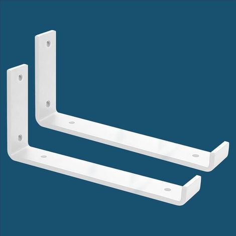Support mural pour échafaudage – Lot de 2 pièces en acier de 5 mm, 30 cm, avec vis blanches incluses (1/5)