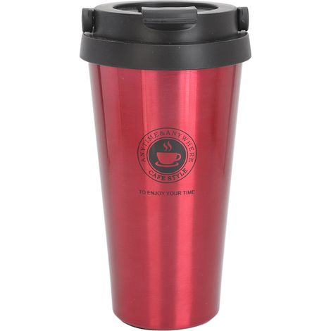Tasse à café isotherme avec couvercle – Tasse portable en acier inoxydable 500ml – Design pour voiture et voyage (1 x tasse) (1/5)