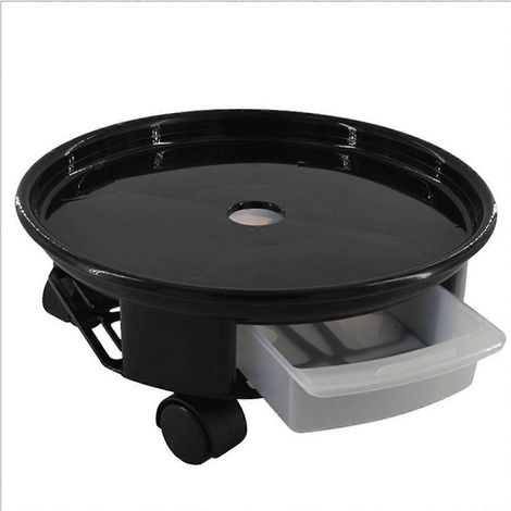 Support pour plante avec pot d'eau sur roulettes, pot rond -- (1/5)