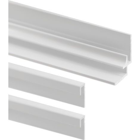 Lot de 2 profilés de finition + 1 profilé d'angle pour panneau mural de douche, DécoDesign, Schulte, Blanc, 255 cm