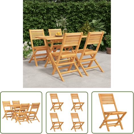 The Living Store 5-tlg. Garten-Essgruppe Massivholz Teak - Holztisch - Gartentisch - Essgruppe - Gartenmöbel - Teakholz (1/5)