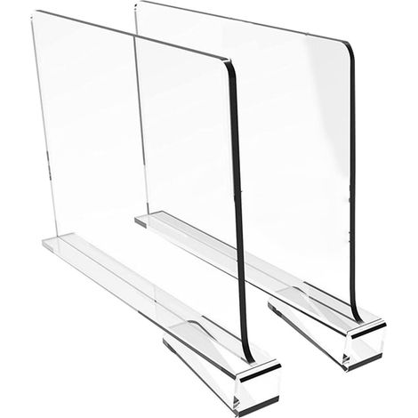 2 séparateurs d'étagères en acrylique transparent, amovibles et faciles à nettoyer, organiseurs pour placard chambre dressing (1/5)