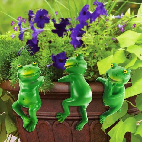 Lot de 3 Grenouilles Suspendues Mignonnes - Décoration de Jardin et Bassin - Statues de Grenouilles pour Mini Étang, Balcon et Terrasse (1/4)