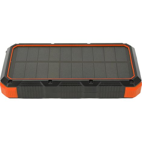 Batterie solaire portable 36800 mAh à charge rapide, 3 ports USB, avec lampe LED intégrée, idéale pour le camping et les activités de plein air (5 V, 3 A, orange). (1/5)