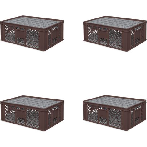 BRB 4x boîte en verre 600x400 mm 40 verres jusqu’à 205 mm de hauteur/diamètre 67 mm, brun